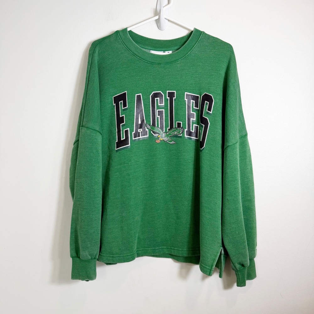 Starter Philadelphia Eagles Sweatshirt Women Medium Kelly Green Burnout Foil